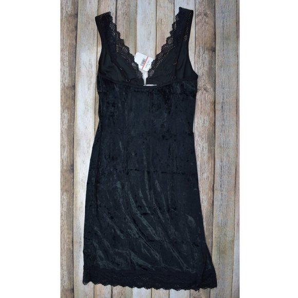 Free People Wait For It Velvet Lace Trim Mini Dress Black XS - Picture 7 of 14